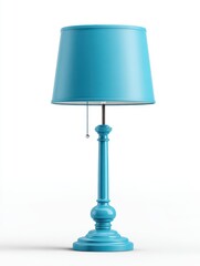Obraz premium Turquoise Desk Lamp With White Background And Elegant Base Detailed Interior Lighting Accessory