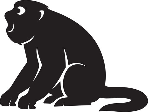 Howler Monkey silhouette in shouting pose, wildlife vector illustration.