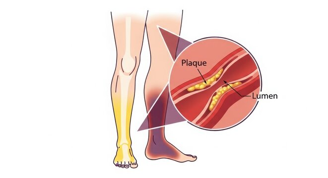 Detailed illustration of blood clot formation in a leg vein