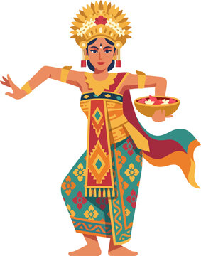 balinese culture pendet dance vector