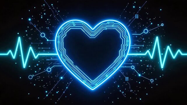 Heartbeat circuit design on dark background