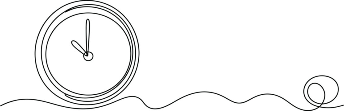 Continuous line drawing of clock