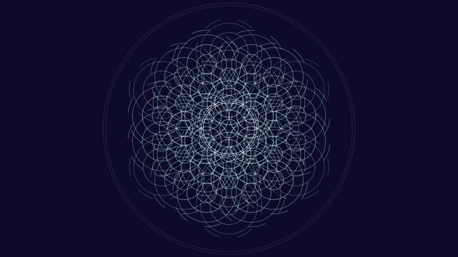 Premium 4K seamless loop of Anahata Heart Chakra Flower of Life sacred geometry morphing and breathing in a cinematic void. Ideal for VJ sets, trance visuals, meditation, and yoga studios.