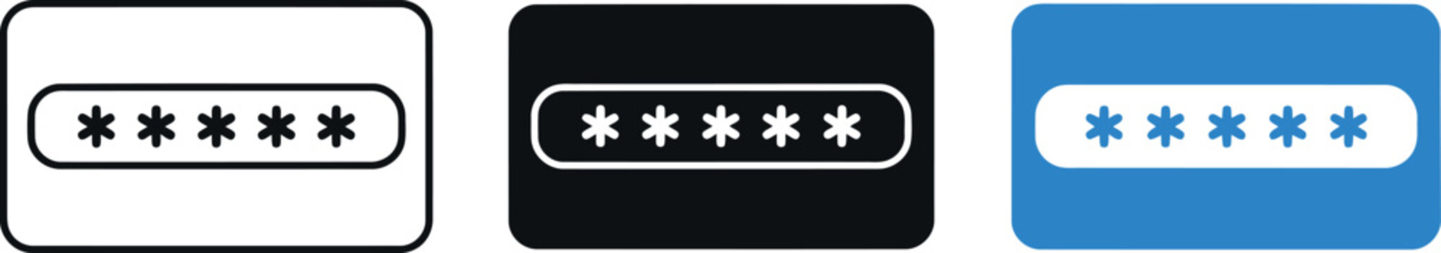 Password input icon set in flat style for web security and login authentication interfaces