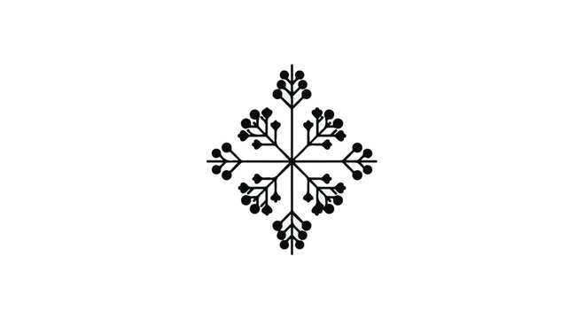 black floral snowflake design element