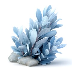 Obraz premium Elegant Soft Blue Plant Arrangement with Smooth Stones for Home and Office Decor