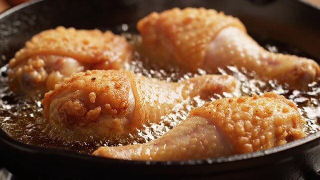 Pile of Hot Crispy Fried Chicken with Steam