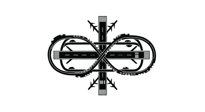 Black and white infinity symbol made of chains and barbed wire