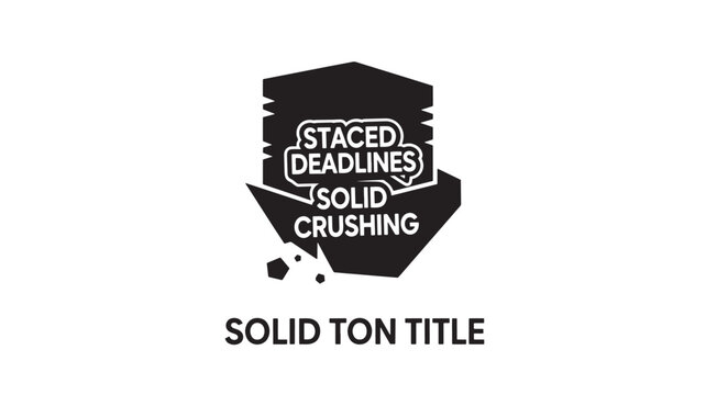 Black and white vector icon illustrating stacked deadlines and solid crushing pressure with a downward arrow symbol.