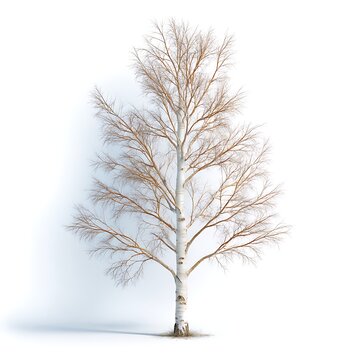 Bare Winter Tree with White Background Capturing Minimalist and Serene Aesthetic Beauty