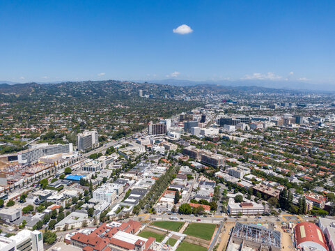 Century City Center CAA Headquarters And Metro D Line Construction Aerial