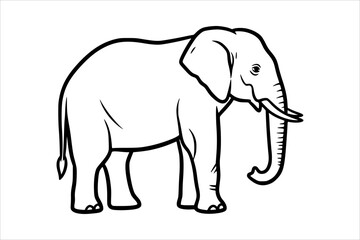 Fototapeta premium Elephant Outline Drawing, Cute Animal Coloring Page Vector Illustration