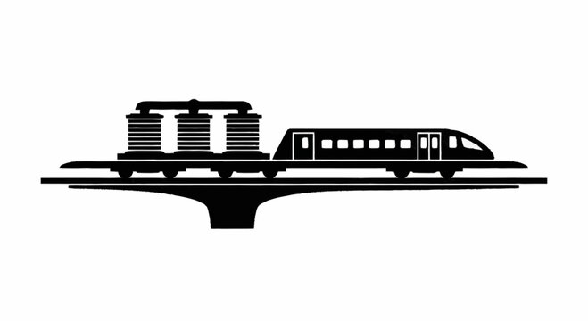 Monorail Train on Elevated Track.