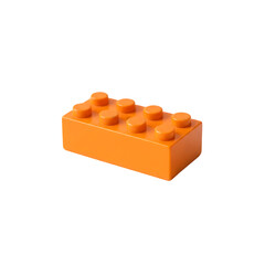 Naklejka premium A high Quality Single Orange Plastic Building Block Toy Brick Isolated on White Background .Orange Brick with Eight Studs illustration on white .