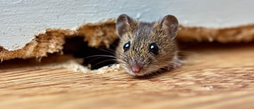 A tiny mouse emerges from a soft spot.