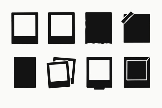 Vintage Polaroid Icons Grid. Polaroid frames and vintage instant photos. Filled icon set of polaroid frames