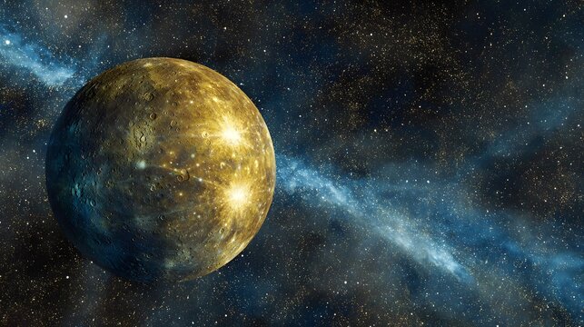 Planet mercury in the vastness of space, suitable for science fiction book covers, educational materials, and astronomy websites.