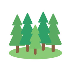 Fototapeta premium Stylized trees standing together on a green field in a cute and simple illustration