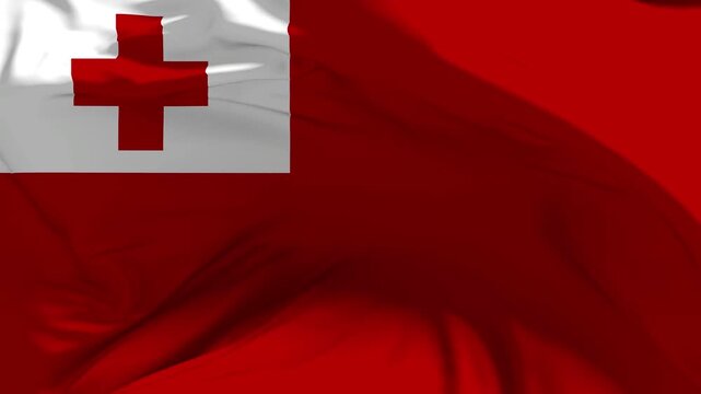 Tonga Flag Waving in Slow Motion Loop Animation