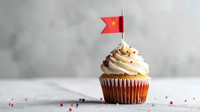 Delicious cupcake with Chinese flag for national celebration or event