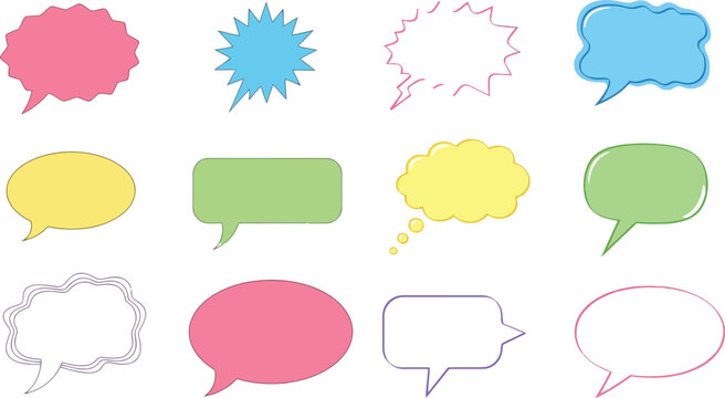 Speech bubble crayon scribble doodle frame set. Text box chalk texture comic talk balloon in sketch style. Pencil dialog balloon,