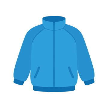 Illustration of a blue zip up jacket with pockets and a collar isolated on white