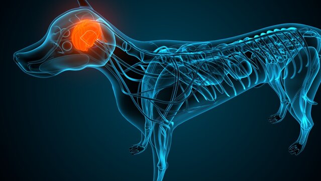 Dog brain part anatomy. 3d render