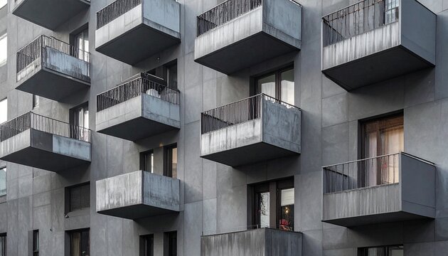 Modern gray building with balconies