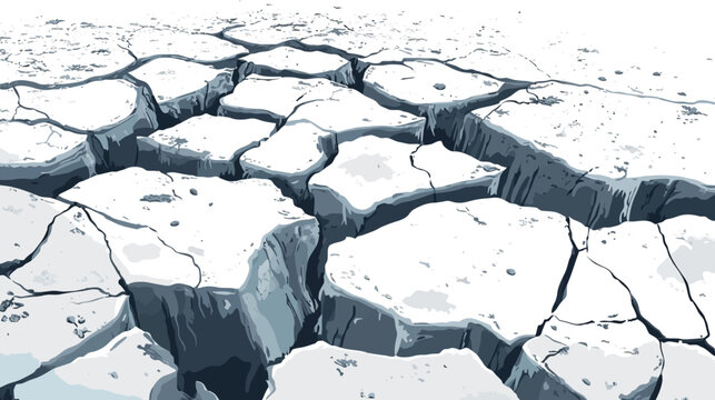 Close-up view of cracked, parched earth with dark fissures and light, textured surfaces