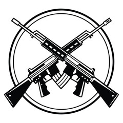 a rifle silhouette vector icon design with a white background  © RM Graphic Designer