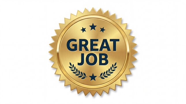 Golden great job badge award emblem