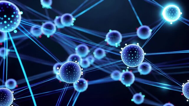 Abstract visualization of an artificial intelligence neural network forming and evolving.