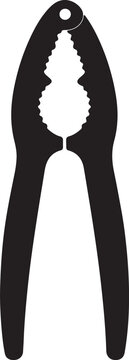 Black silhouette illustration of a classic nutcracker tool isolated on white background.