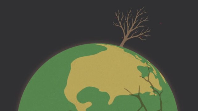 dead tree pop up on barren planet earth wasteland