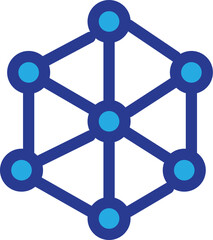 Fototapeta premium Network connection and digital nodes icon, modern professional global connectivity and data graphic elements, bold blue outline tech infrastructure symbols, isolated on white background Modern.