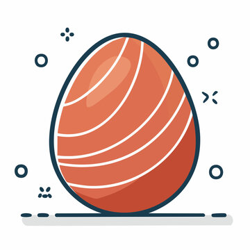 Stylized Easter Egg Icon with Salmon Pattern