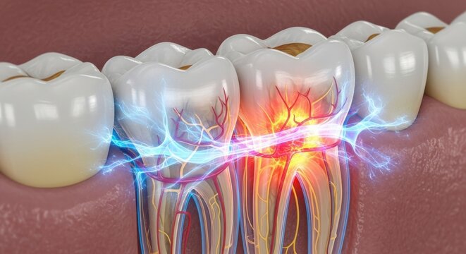 Illuminated dental nerve system with radiant energy flow