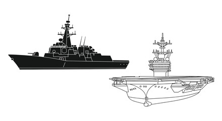 naval ships silhouettes on white background high quality © Design lens