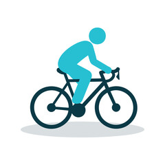 Obraz premium Person riding a bicycle in a minimalist style against a white background