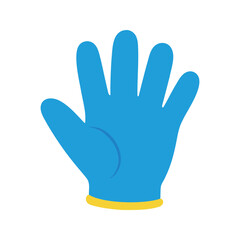 Obraz premium Flat vector graphic of a blue rubber glove for single-use protection on a white background