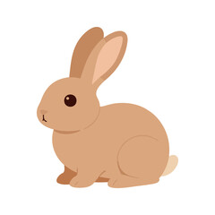 Obraz premium Cute tan bunny sitting upright, isolated on white background in a cartoon style