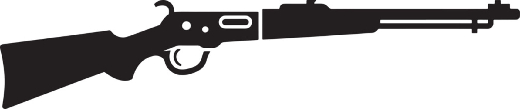 Black silhouette of a lever action rifle on a white background firearm 1