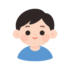 Obraz premium Illustration of a cartoon boy with brown hair and a blue shirt on a white background
