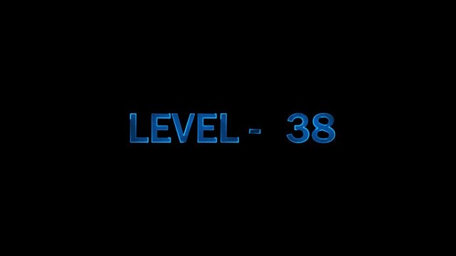 Level thirty eight gaming progress display featuring blue neon light effect on black background