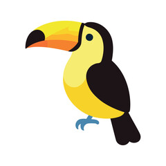 Naklejka premium Colorful toucan bird perches peacefully, displaying its large beak and vibrant plumage