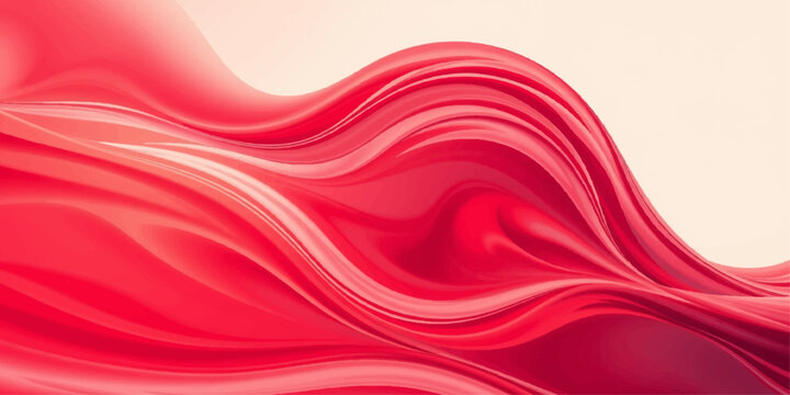 Abstract red background with soft flowing waves of pink and purple silk fabric creates a smooth satin texture with a motion swirl pattern for a light decorative wallpaper design backdrop