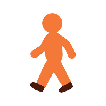 Illustration of an orange stick figure walking across the frame on a white background