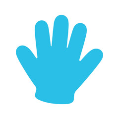 Obraz premium Whimsical cartoon hand in light blue color isolated on a white background