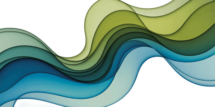 Abstract blue and green wave background with smooth flowing lines and modern design illustration