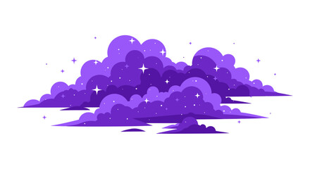 Whimsical Purple Clouds with Sparkling Stars - Dreamy Sky Illustration © din
